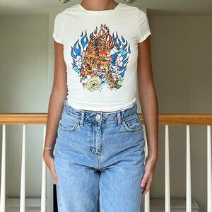 princess polly red and white graphic baby t shirt